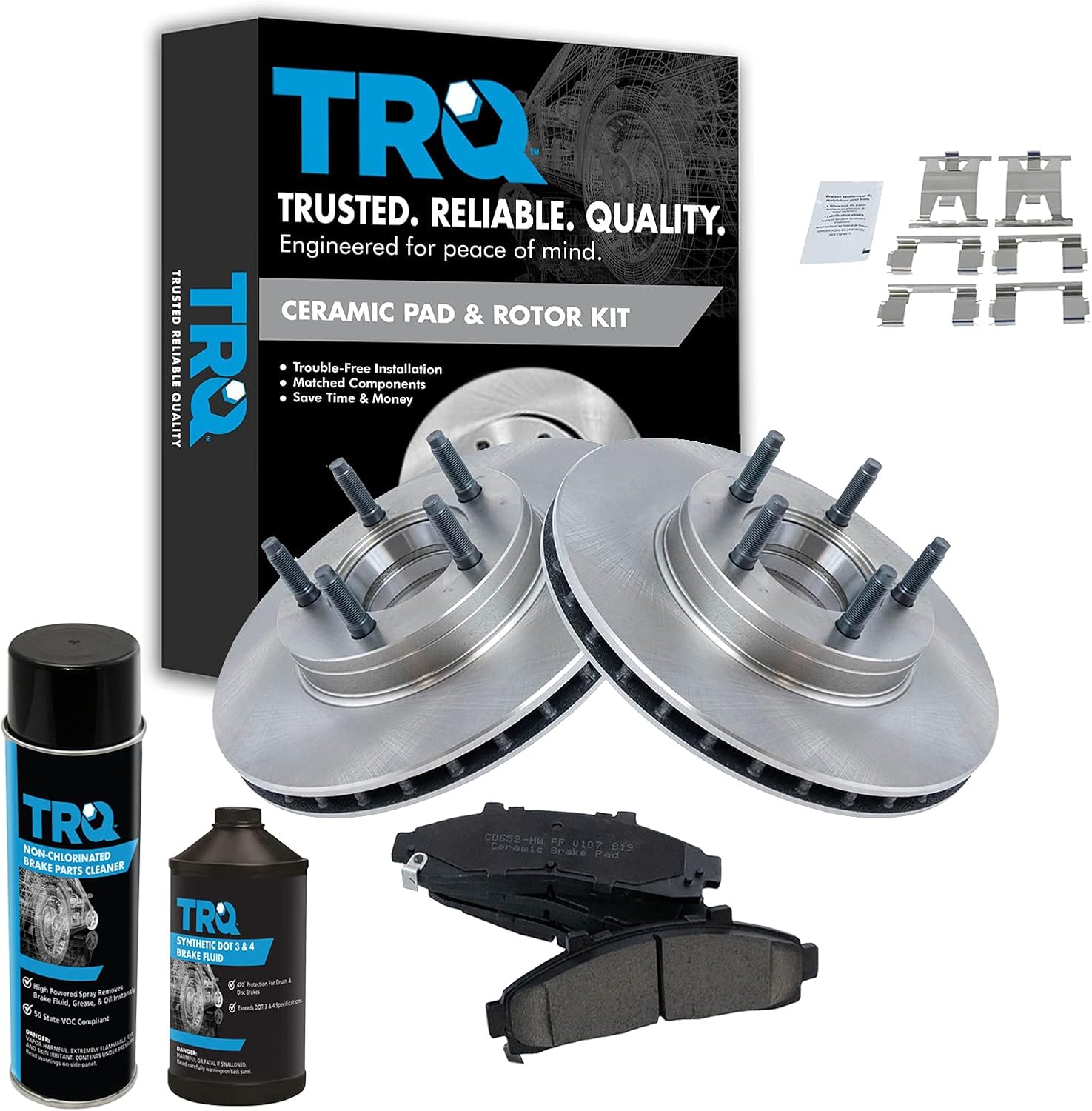 TRQ Front Brake Pad & Rotor Kit for 1995-1997 Ford Ranger