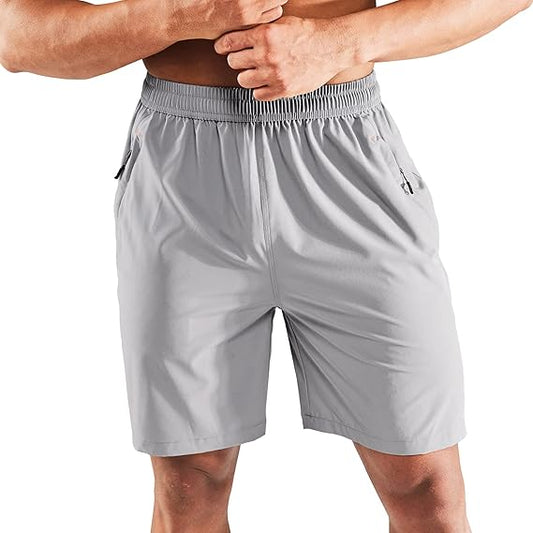 MIER Men's Quick Dry Running Shorts with Zipper Pocket for Fitness