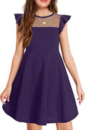 Girls Mesh Ruffle Sleeve A Line Dress with Pockets - Summer Casual