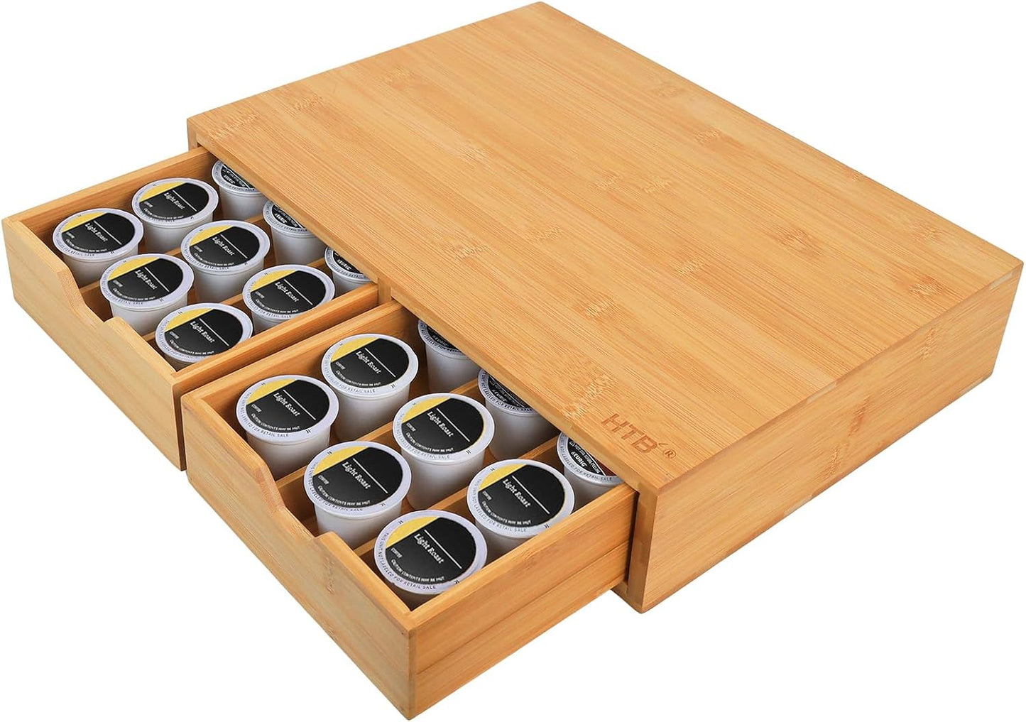 HTB K Cup Holder for Coffee Pods - Durable Bamboo Organizer