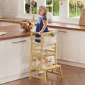 Bamboo Toddler Step Stool with Safety Rail - Kitchen & Bathroom Helper