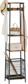 Coat Rack Freestanding with Umbrella Holder and Shelves - Compact Hall