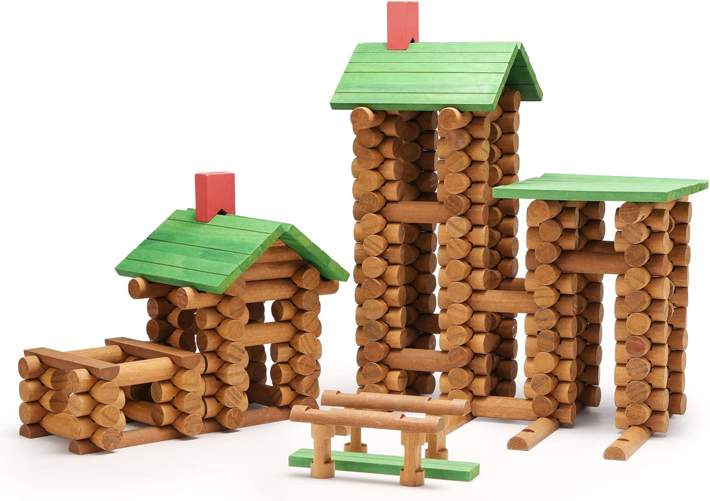 SainSmart Jr. 300 PCS Wooden Log Cabin Set for Creative Play
