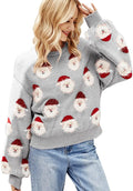 Womens Leopard Print Knitted Pullover Sweater - Festive Crewneck