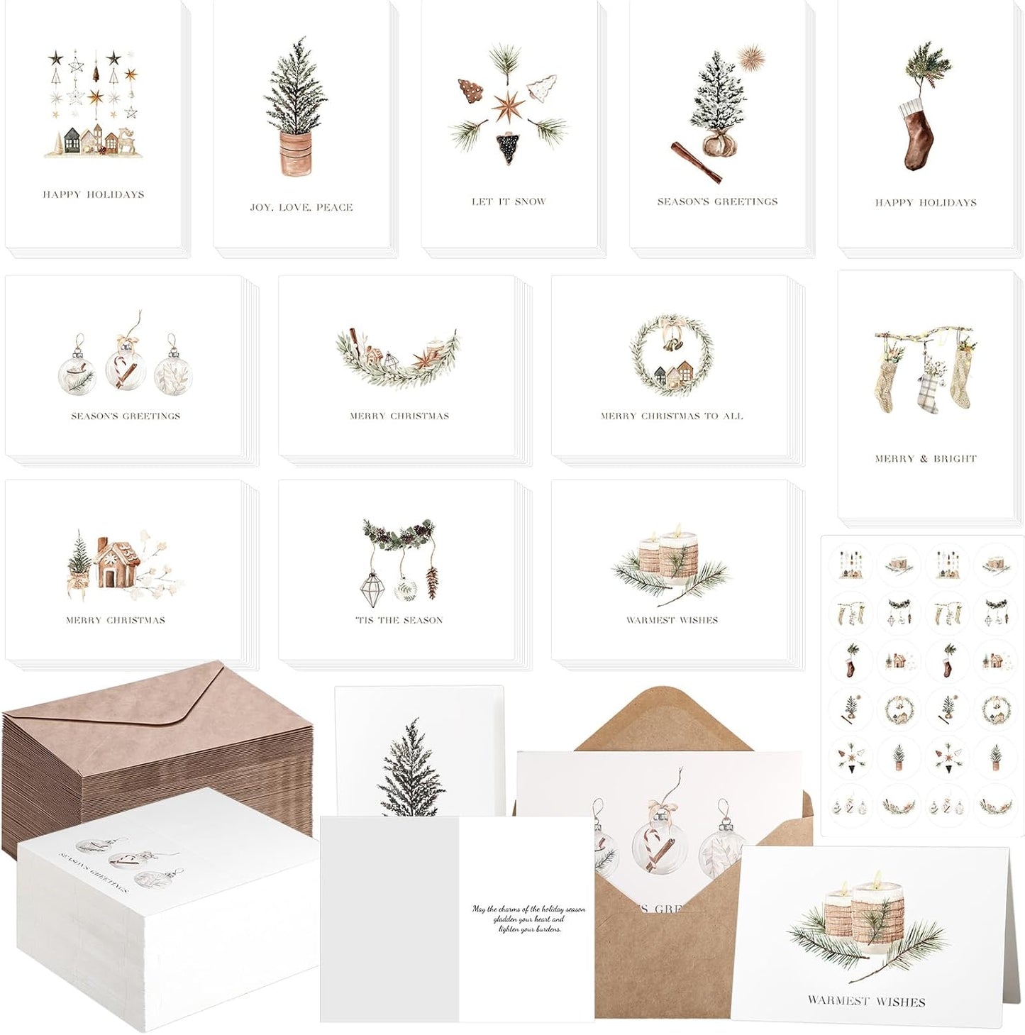 360 Sets Christmas Cards with Envelopes and Stickers for Holidays