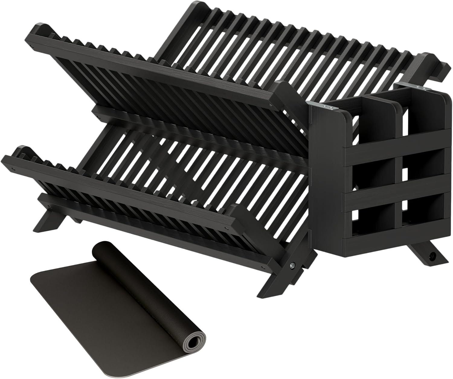 Greenual Black Bamboo Dish Drying Rack: Stylish & Functional