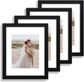 11x14 Picture Frame Set of 4 - Rustic Wood with Real Glass