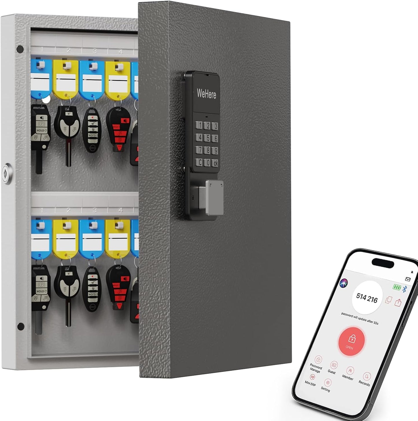 WeHere 32 Key Lock Box Wall Mount for Secure Key Management