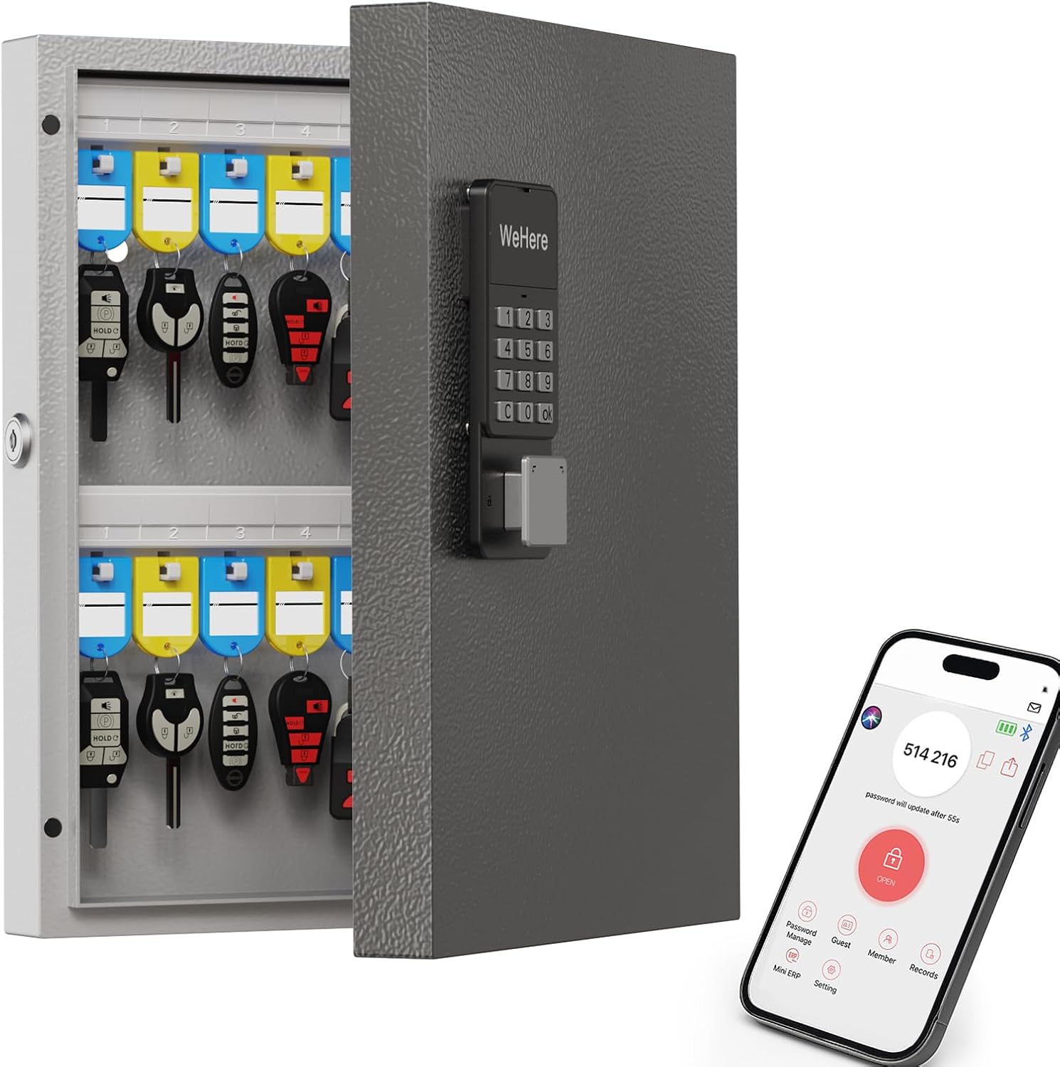 WeHere 32 Key Lock Box Wall Mount for Secure Key Management