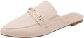 DREAM PAIRS Women's Flat Mules Buckle Pointed Toe Backless Slides