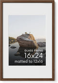 16x24 Picture Frame with Real Glass & Walnut Oak for Home Decor