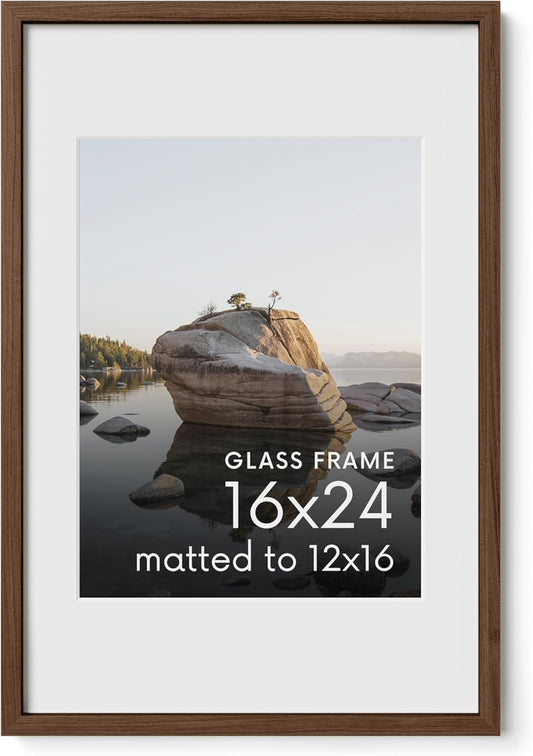 16x24 Picture Frame with Real Glass & Walnut Oak for Home Decor