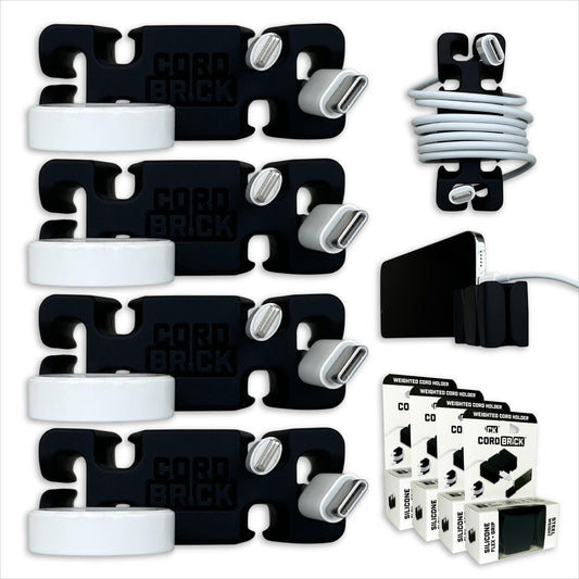 4pk Weighted Cord Holder for Nightstand - Cable Management Tool