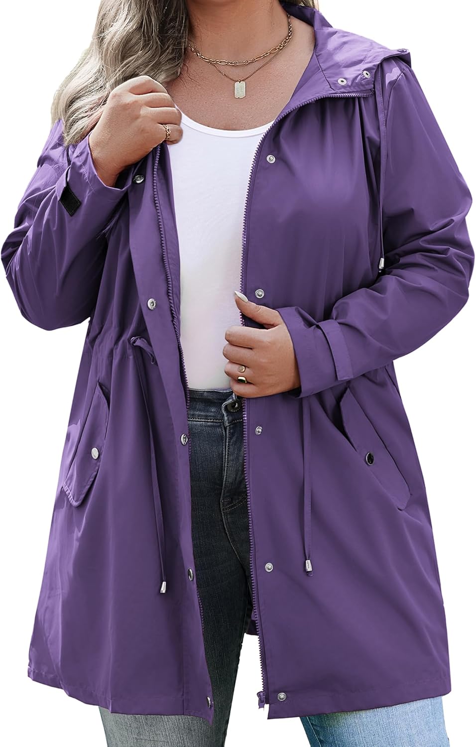 IN'VOLAND Plus Size Rain Jackets for Women - Lightweight Waterproof