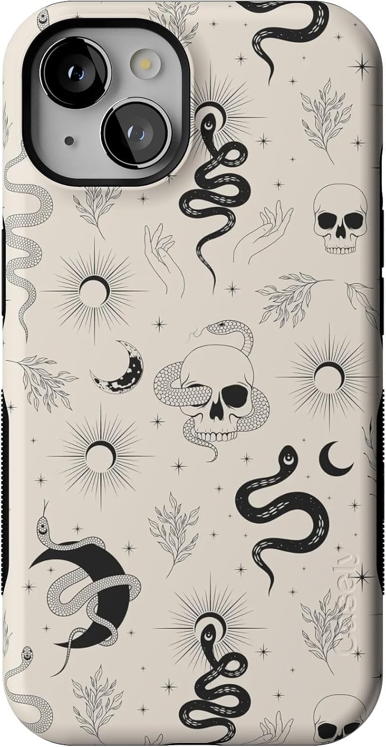 Bold Protective iPhone 13 Case with Snakes & Skulls Design
