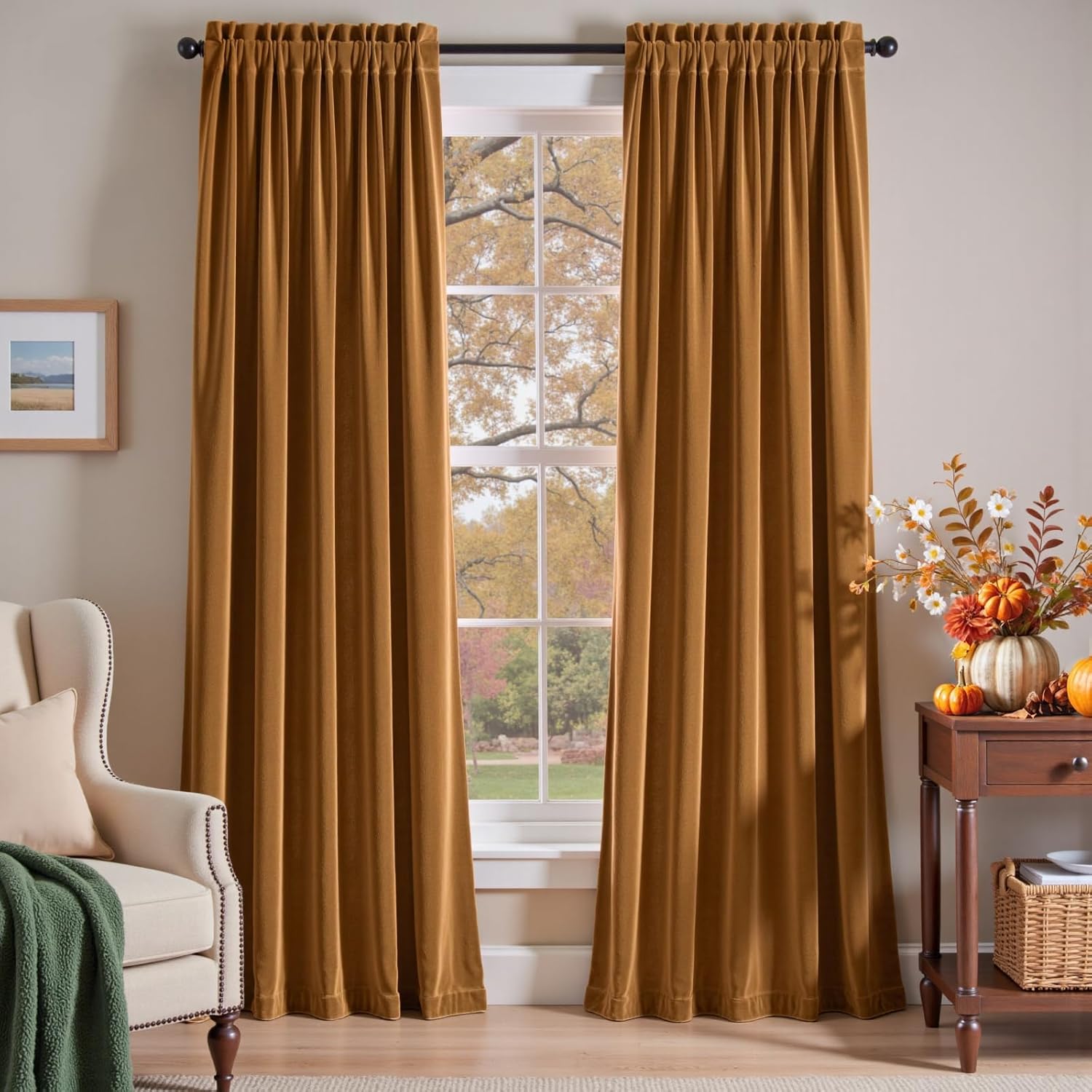 Lazzzy Velvet Blackout Curtains for Luxury Living Room Decor