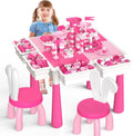 Kids Toddler Table and Chair Set with 152Pcs Marble Run Blocks