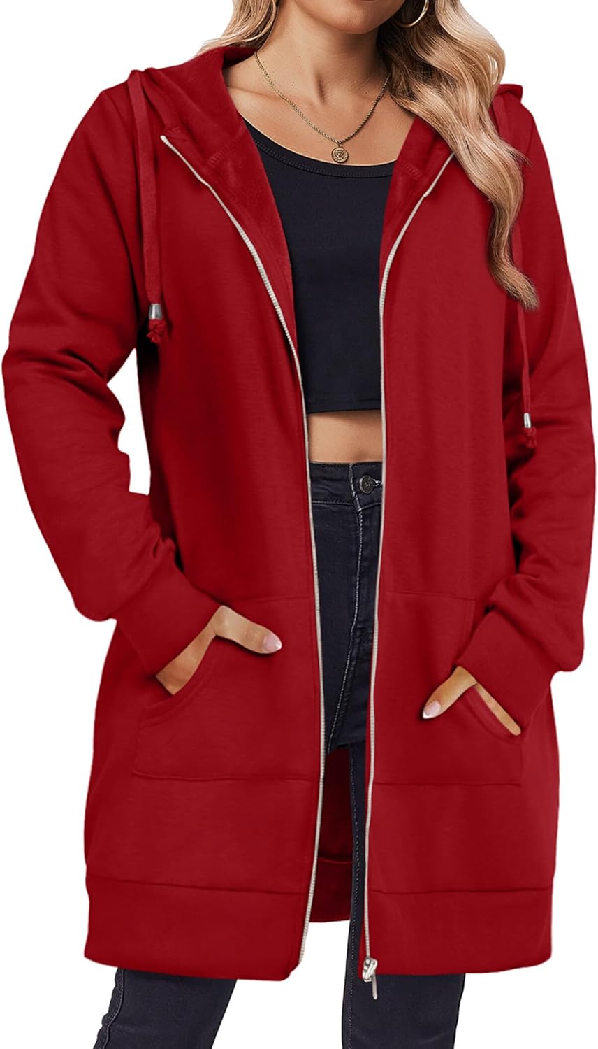 Zeagoo Zip Up Hoodies for Women - Casual Oversized Sweatshirts