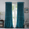 Velvet Curtain Panels Peacock Blue - Thermal Insulated Drapes 52x96