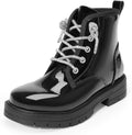 Kids' Glitter Ankle Boots with Lace Up and Side Zipper Style