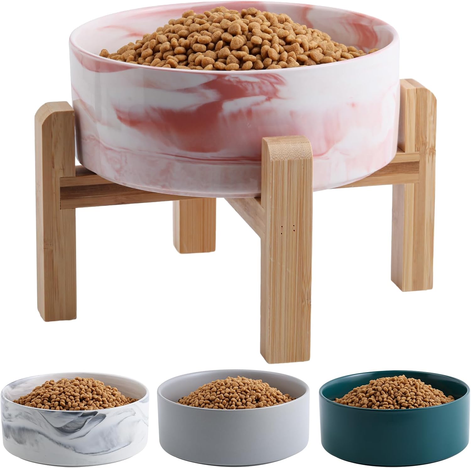 Elevated Dog Bowl Ceramic for Medium Large Breeds - Non Slip
