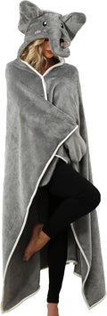 Wearable Hooded Blanket for Adults - Cozy Oversized Plush Flannel