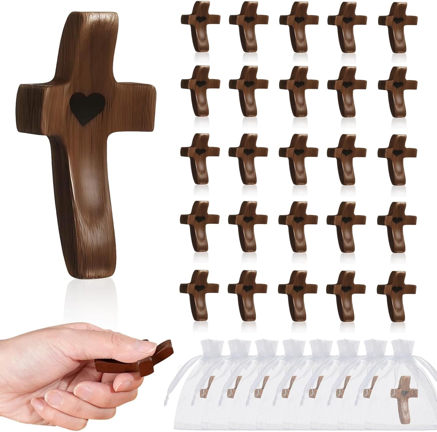 Handmade Wooden Cross Fidget Toy for Stress Relief and Prayer