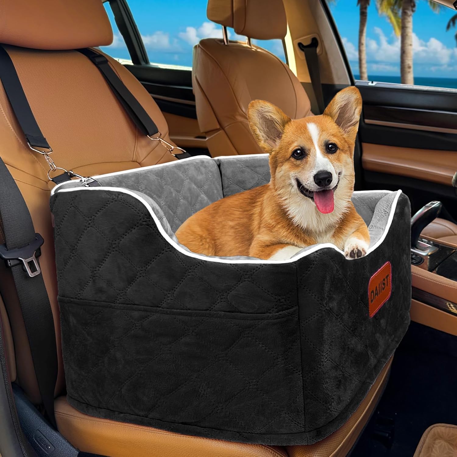 Dog Car Seat for Small Medium Dogs, Elevated Booster Seat