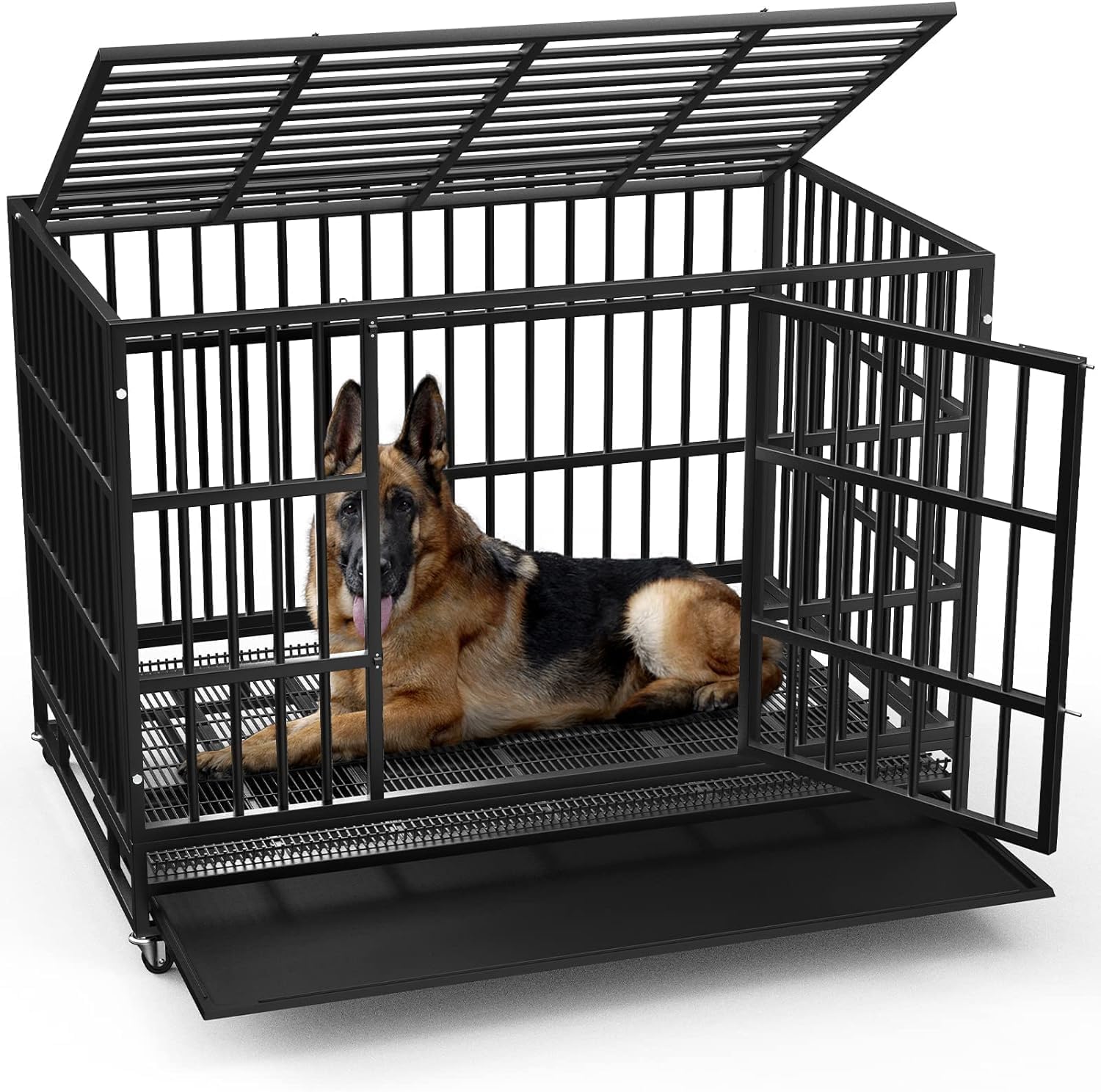Indestructible Heavy Duty Dog Crate for Large Dogs - 42 in