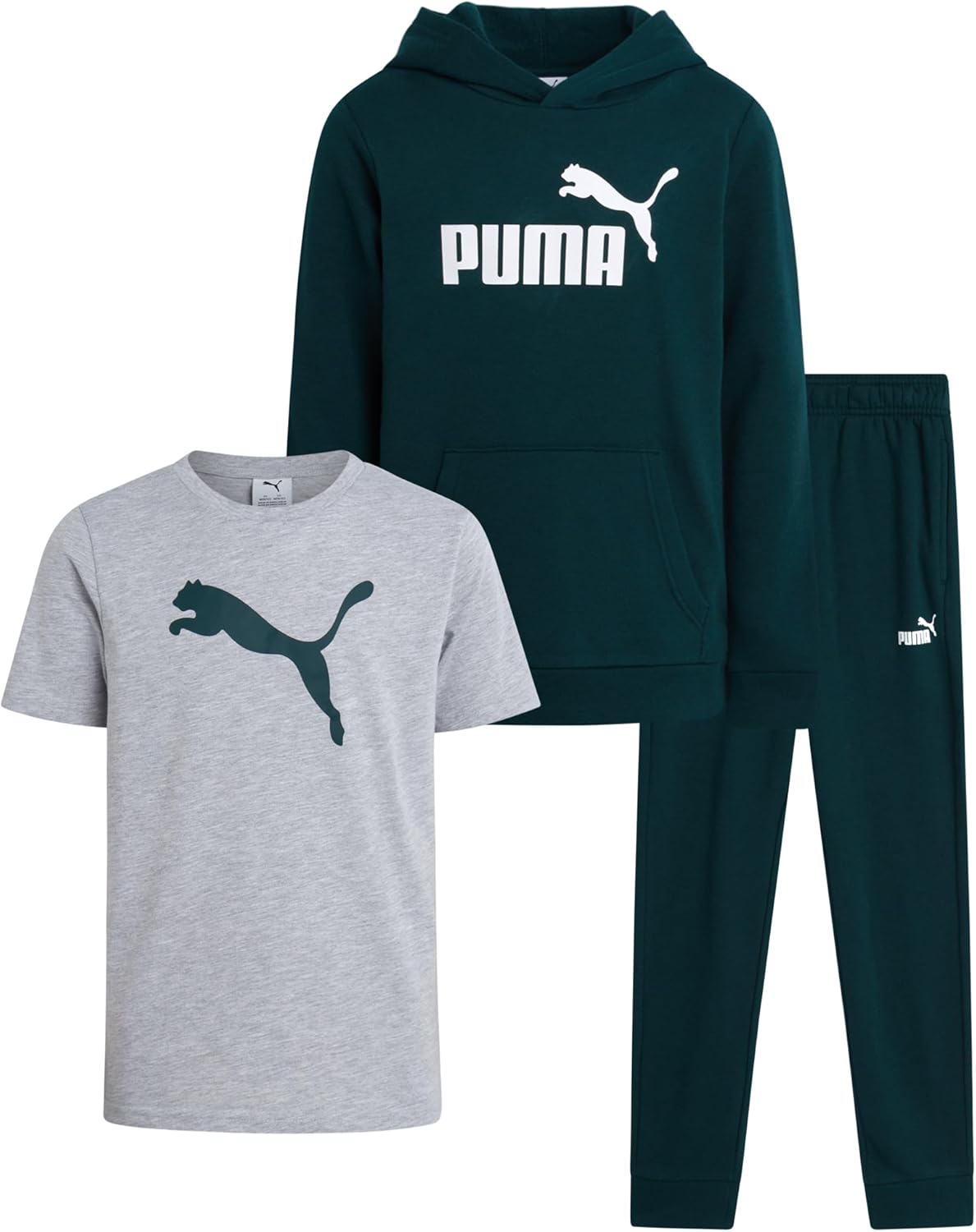 PUMA Boys Sweatpants Set - 3 Piece Fleece Pullover Hoodie