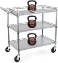 Heavy Duty Utility Cart 990Lbs Capacity 3-Tier Rolling Cart - Durable
