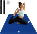 Large Yoga Mat 6ft x 4ft Black - Extra Wide 1/4 in Thick