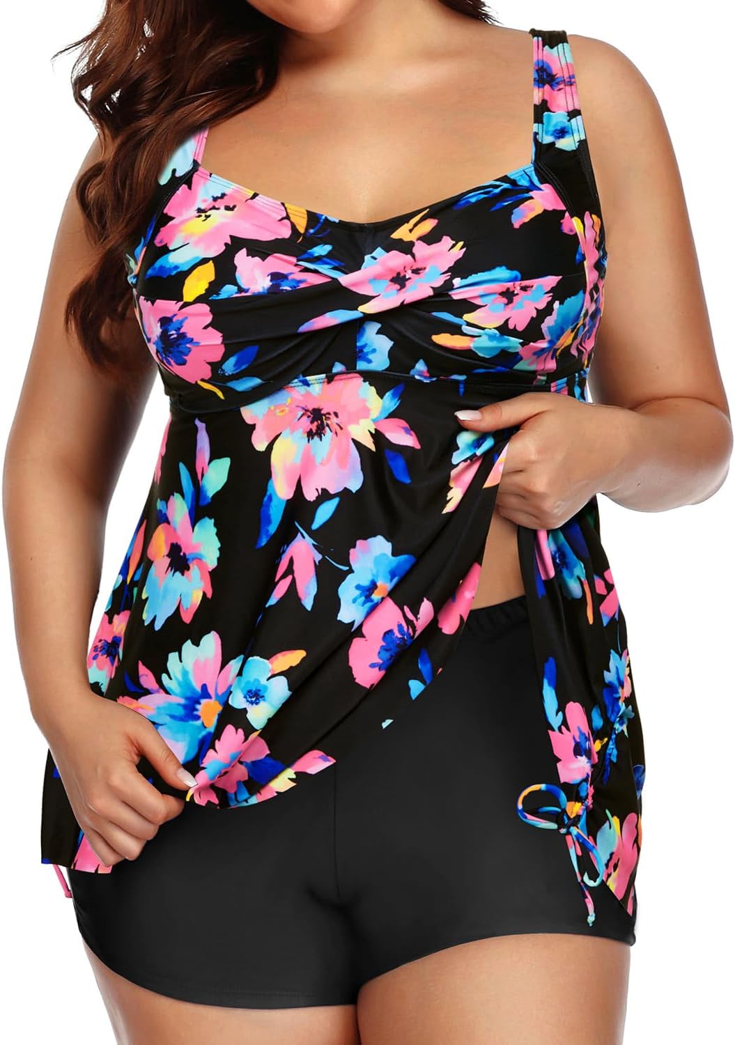 Aqua Eve Plus Size Tankini Swimsuit with Flowy Swimdress Style