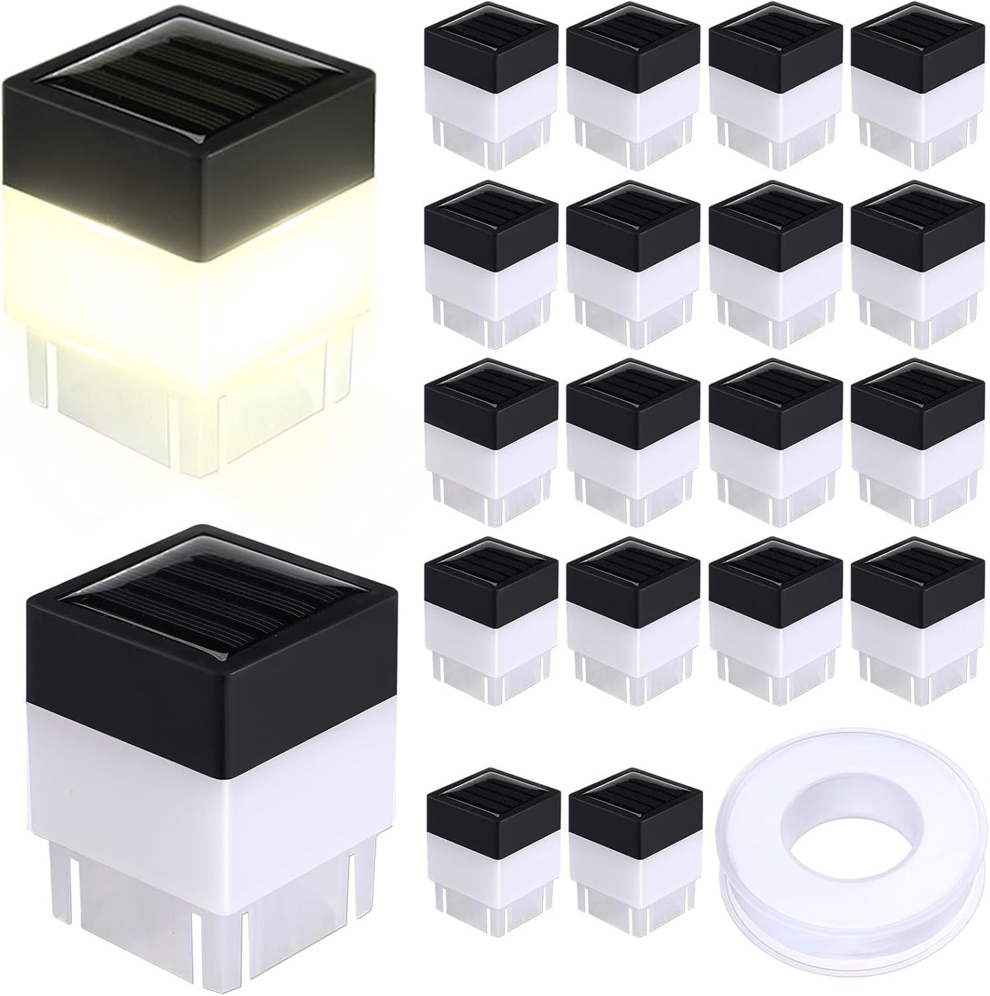 20 Pack Solar Fence Post Cap Lights for Outdoor Illumination