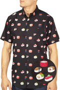 Mens Short Sleeve Button Down Novelty Print Shirt - Sushi Print