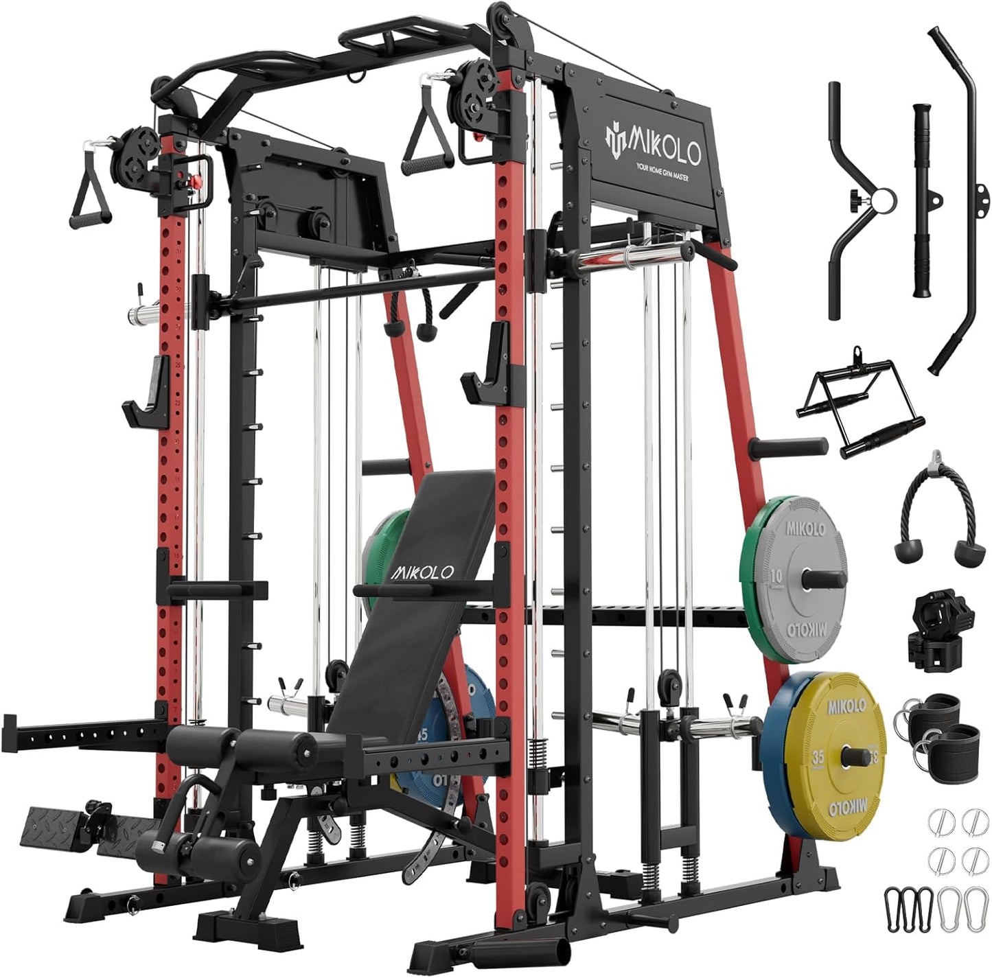 Mikolo Smith Machine with LAT-Pull Down & Cable Crossover System