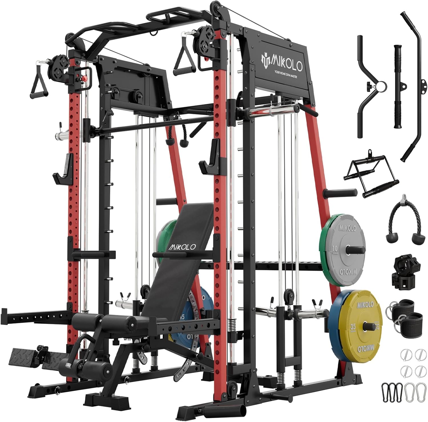 Mikolo Smith Machine with LAT-Pull Down & Cable Crossover System