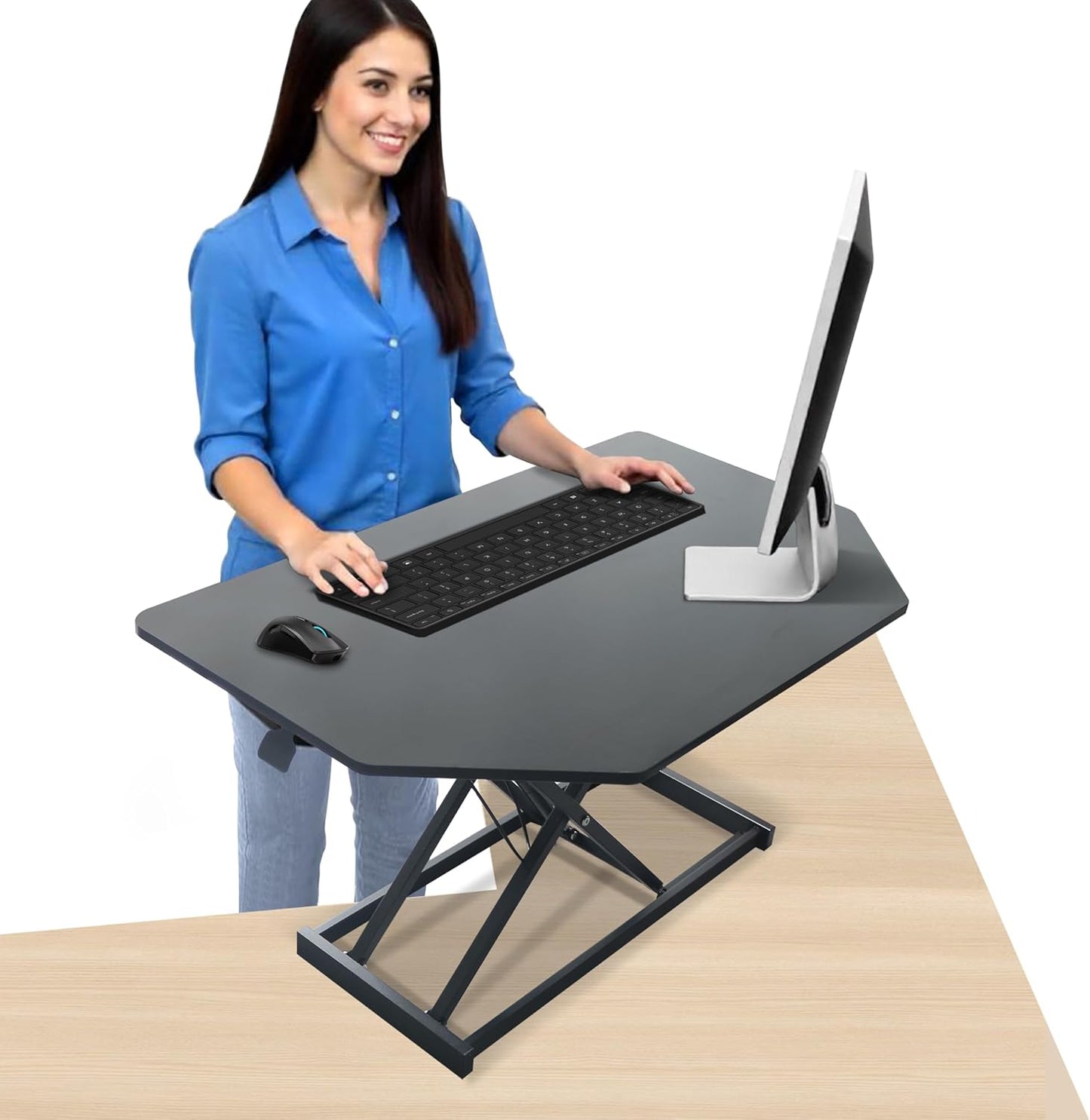34 inch Black Corner Height Adjustable Standing Desk Converter