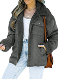 Corduroy Sherpa Jacket for Women - Warm Lightweight Winter Coat Casual