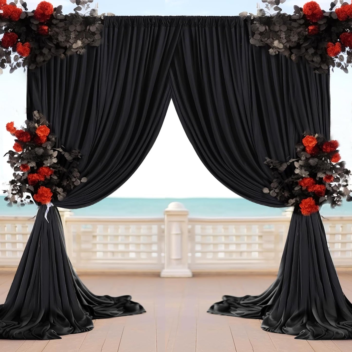 Aimosen 5x10FT Black Backdrop Curtains - Wrinkle-Free Drapes