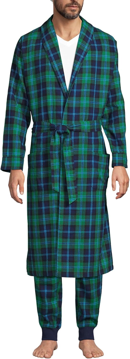 Lands' End Men's Flannel Sleepwear Robe for Ultimate Comfort