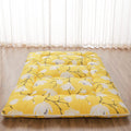 Japanese Floor Mattress Queen Size Yellow Flower - Roll Up Futon