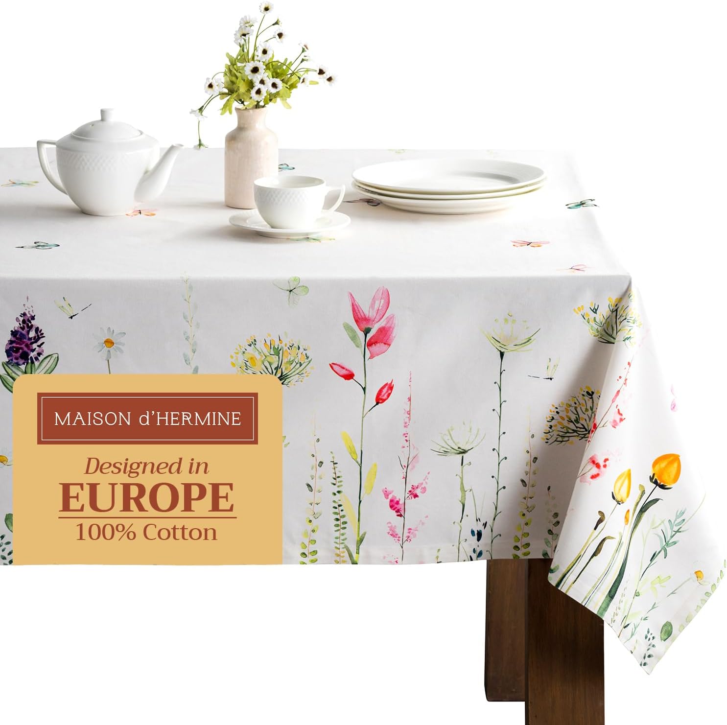 Maison d' Hermine 100% Cotton Square Tablecloth 60 x 60 Inches