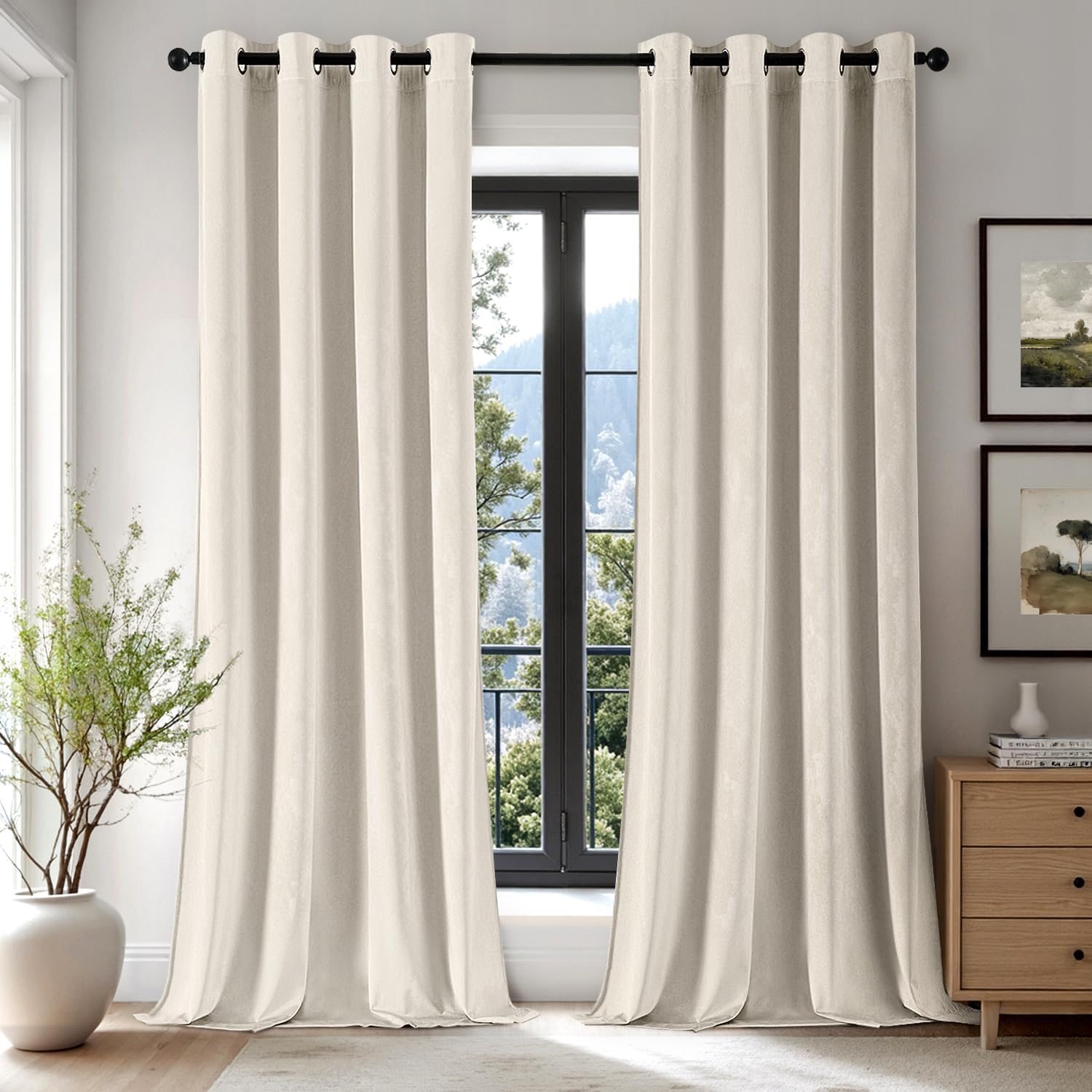 EMEMA Velvet Curtains 84 Inch Length for Elegant Room Darkening