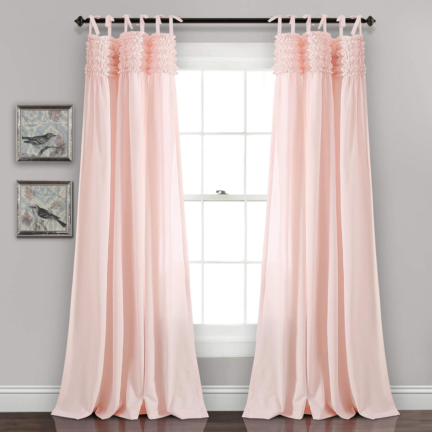 Chic Ruffle Curtains Set 84 x 40, Blush