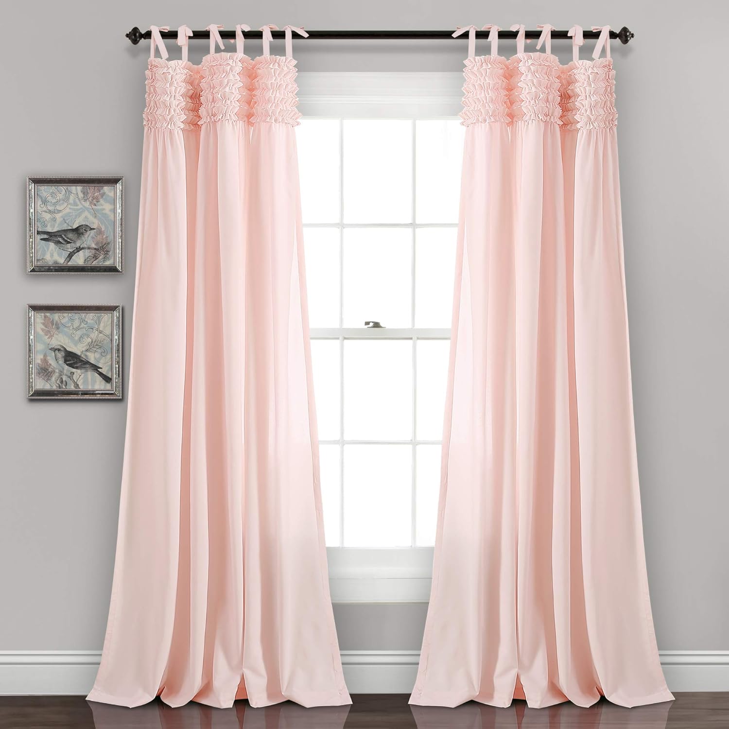 Chic Ruffle Curtains Set 84 x 40, Blush