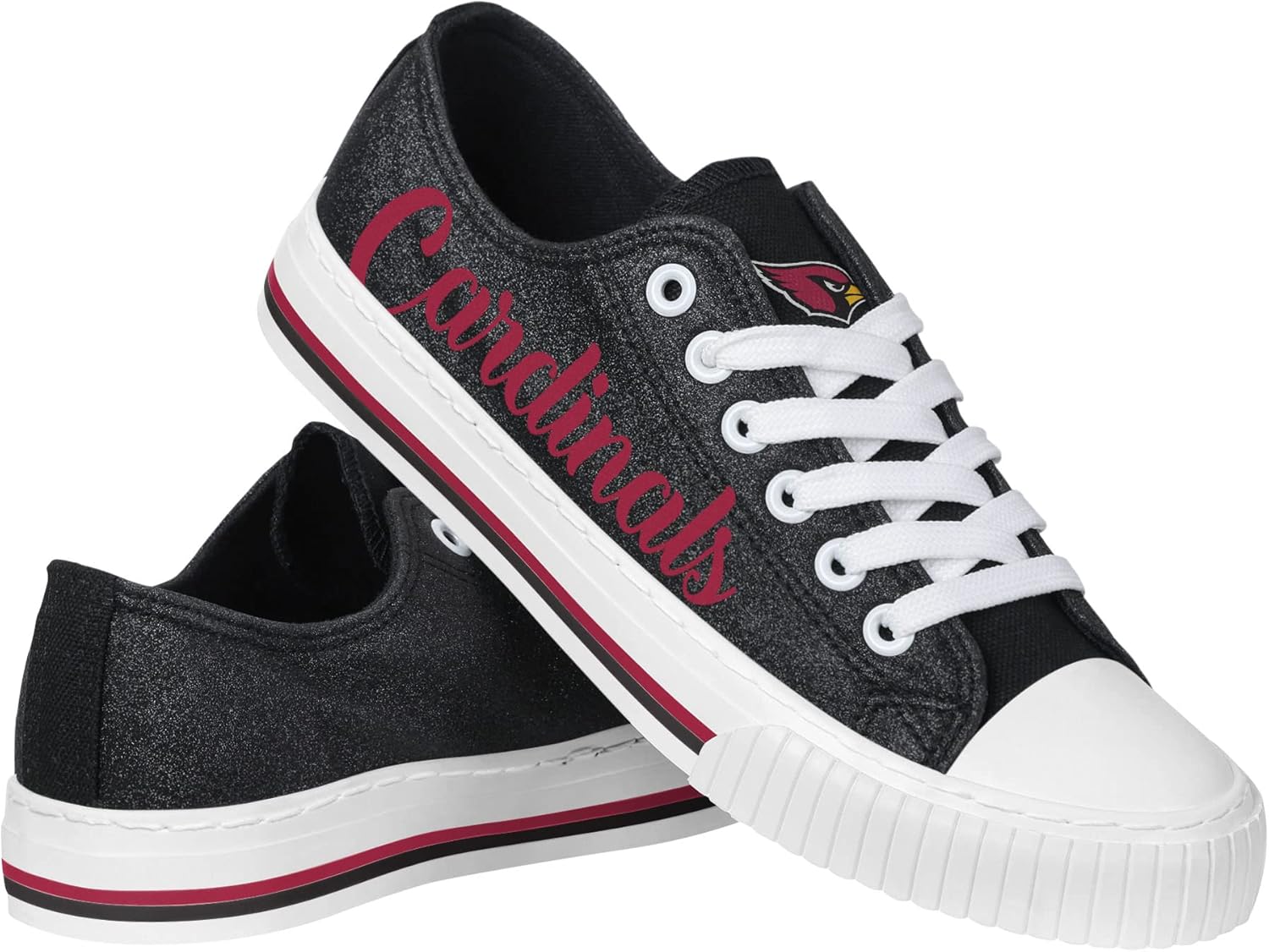 FOCO Women's NFL Team Logo Glitter Low Top Canvas Sneakers