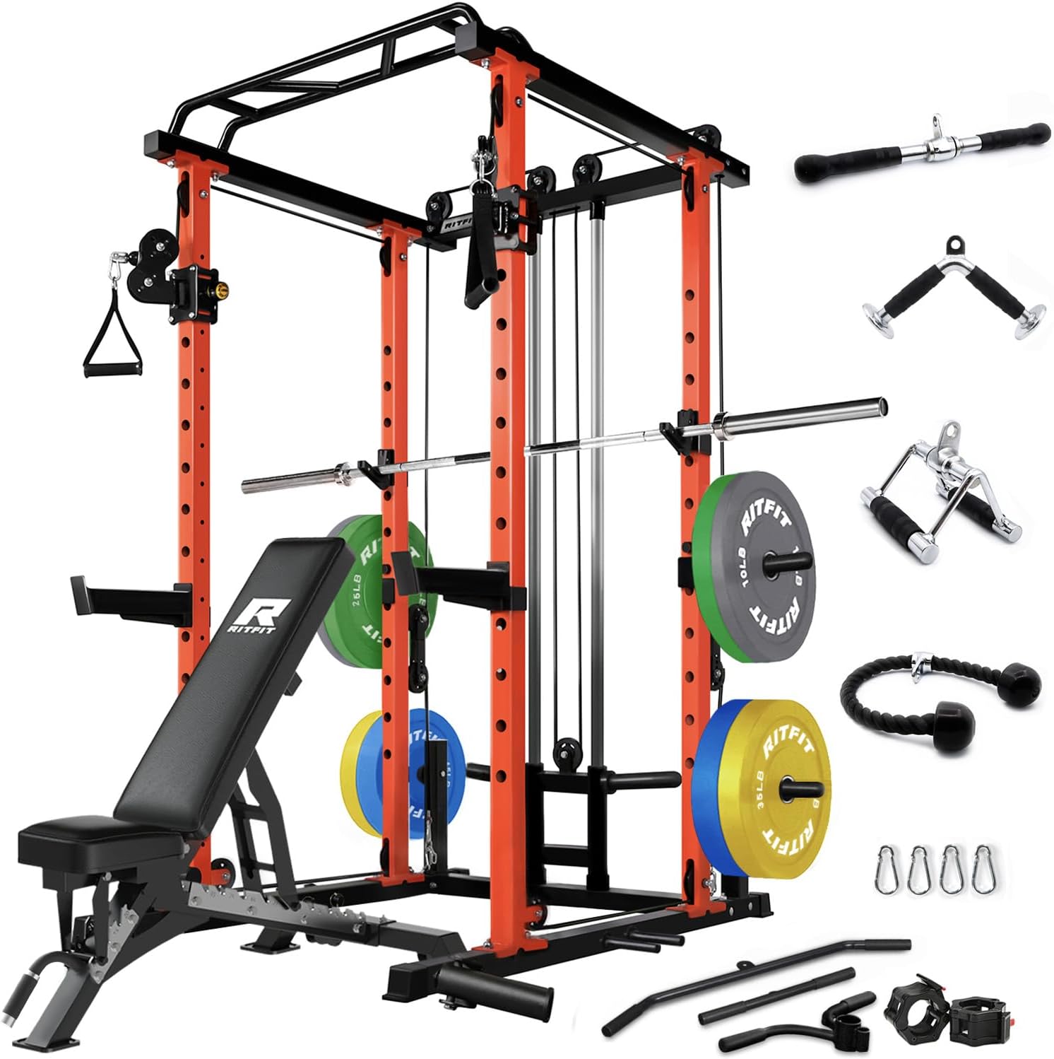 RitFit Power Rack with Cable Crossover - Garage & Home Gym Essential!