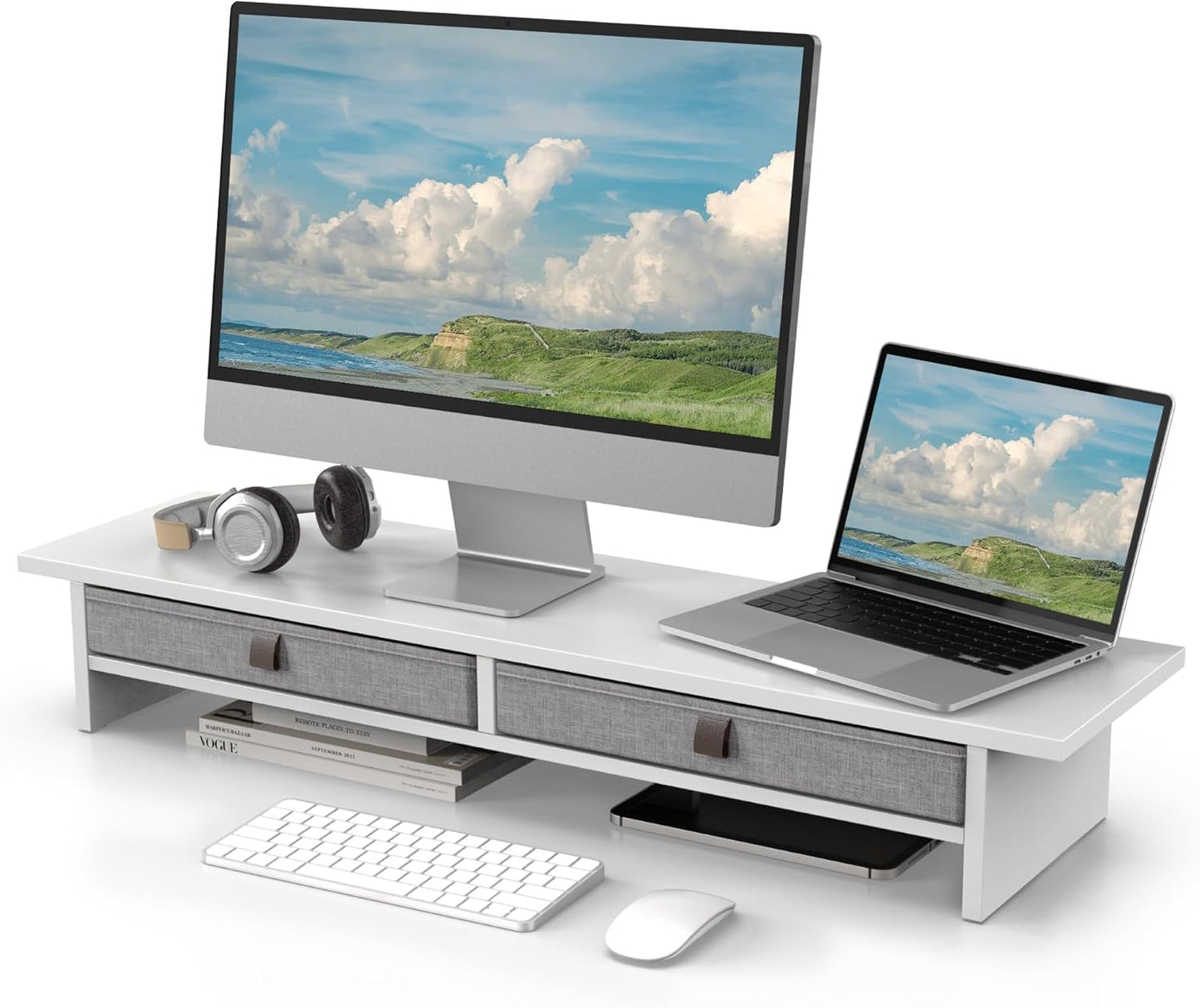Fenge Monitor Stand with Drawer for Dual Monitors and More