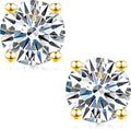 Moissanite Stud Earrings in 18K Gold Plated Sterling Silver
